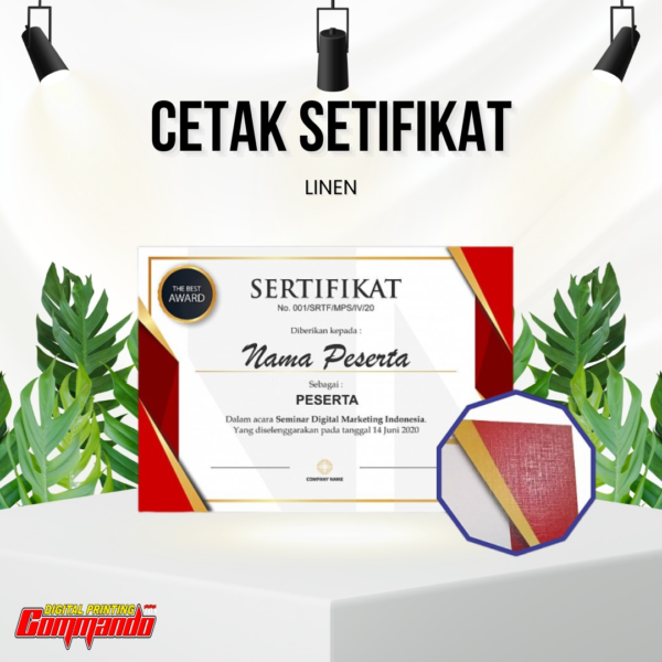 Cetak Sertifikat Bahan Linen Tekstur Mewah
