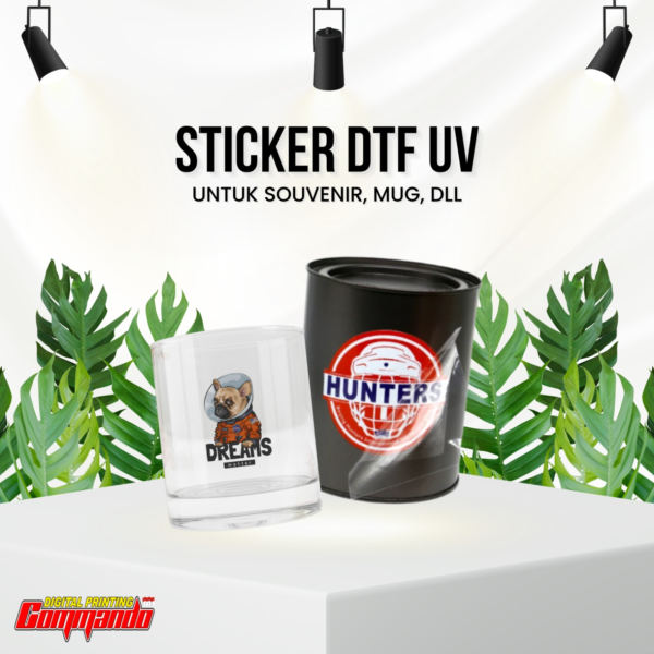 Cetak Stiker DTF UV Custom - Label Souvenir, Mug & Kaca Tanpa Background